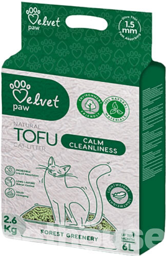 Velvet Paw Tofu Calm Cleanliness Forest Greenery Гороховий наповнювач для котячого туалету