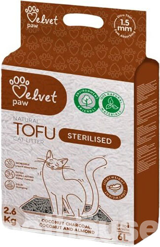 Velvet Paw Tofu Sterilised Coconut Charcoal & Almond Гороховый наполнитель для кошачьего туалета