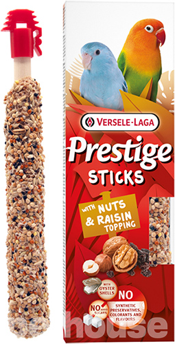 Versele-Laga Prestige Sticks Small Parrot Nuts & Raisin topping
