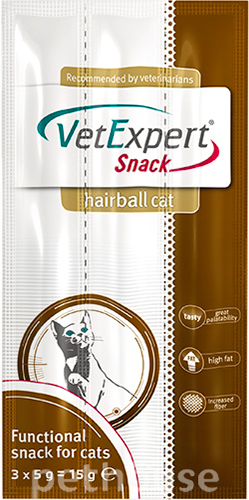 VetExpert Snack Hairball Cat - лакомства для выведения шерсти из желудка кошек