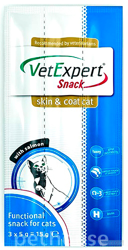 VetExpert Snack Skin & Coat Cat - лакомства для здоровья кожи и шерсти у кошек
