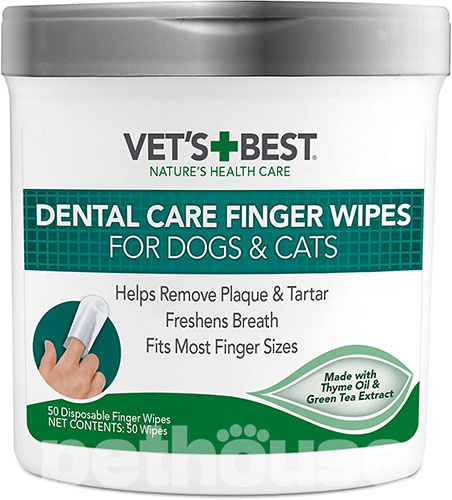 Vet's Best Dental Care Finger Wipes Серветки для догляду за ротовою порожниною у собак і котів
