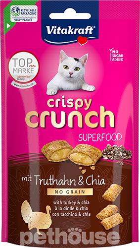 Vitakraft Cat Crispy Crunch Superfood с индейкой и семенами чиа