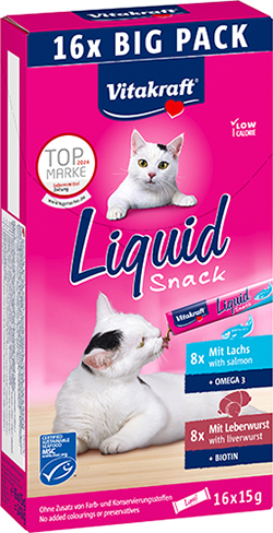 Vitakraft Cat Liquid Snack с лососем и ливерной колбасой