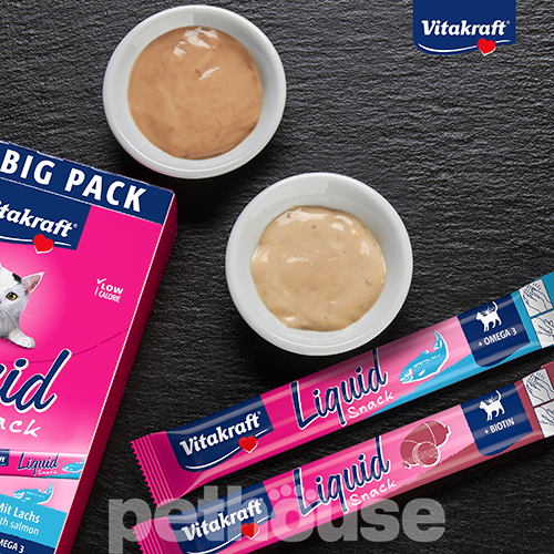 Vitakraft Cat Liquid Snack с лососем и ливерной колбасой
