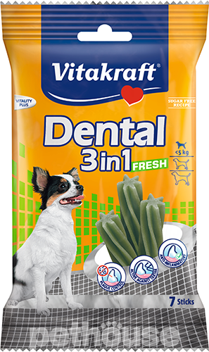 Vitakraft Dog Dental Stick 3in1 Fresh для очищення зубів у собак малих порід