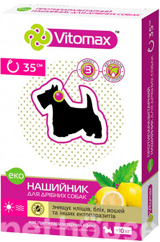 Vitomax Эко Ошейник от блох и клещей для собак малых пород, 35 см