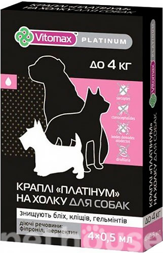 Vitomax Platinum Комплексні краплі на холку для собак вагою до 4 кг