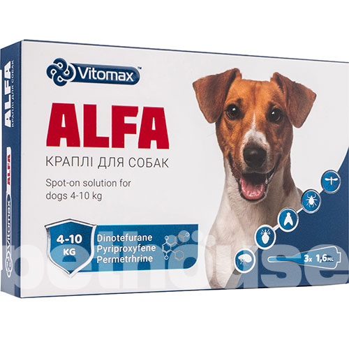 Vitomax Alfa Капли на холку от паразитов для собак весом от 4 до 10 кг