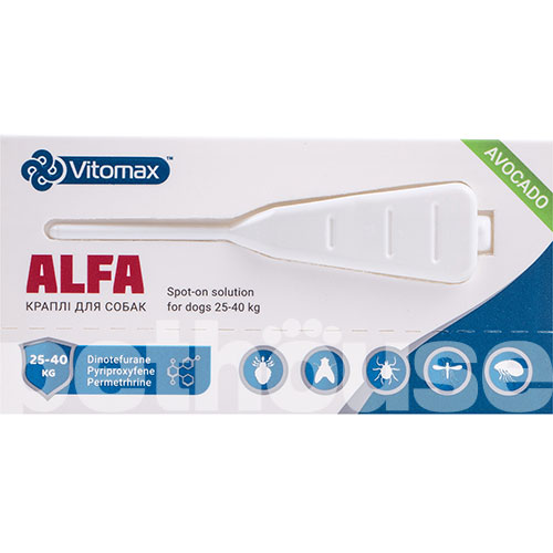 Vitomax Alfa Краплі на холку від паразитів для собак вагою від 25 до 40 кг
