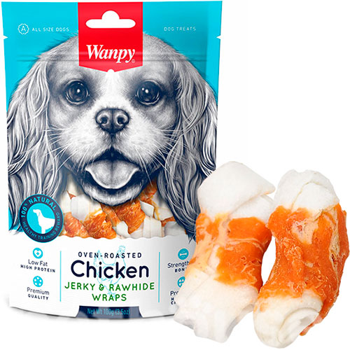 Wanpy Chicken Jerky & Rawhide Wraps Узловая кость с курицей для собак