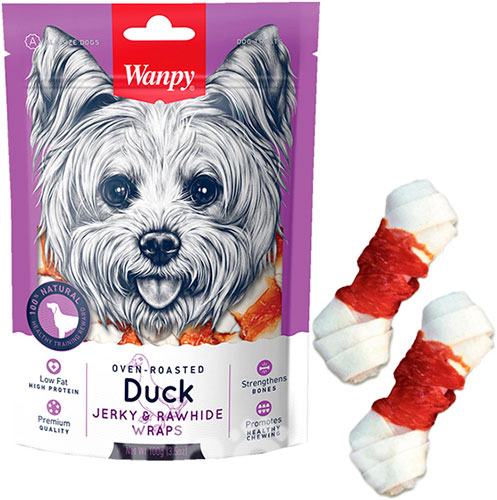 Wanpy Duck Jerky & Rawhide Wraps Вузлова кістка з качкою для собак