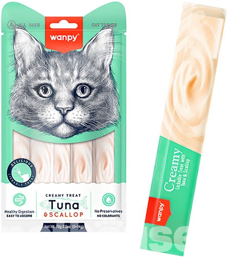 Wanpy Creamy Treat Tuna & Scallop Кремовое лакомство с тунцом и морским гребешком для кошек