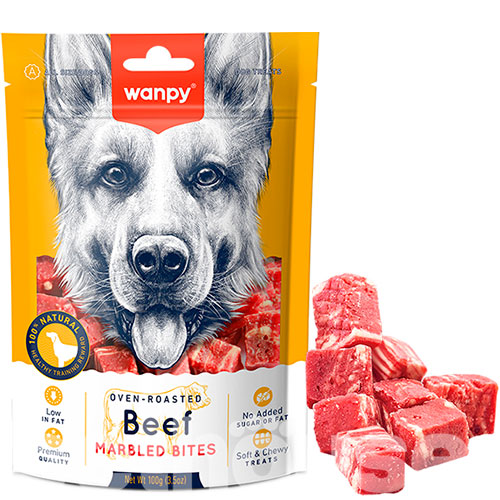 Wanpy Marbled Beef Bites Кубики мраморной говядины для собак