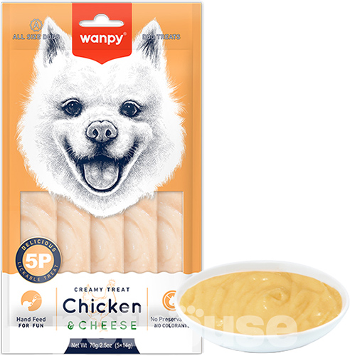 Wanpy Creamy Lickable Treat Chicken & Cheese Кремовое лакомство с курицей и сыром для собак