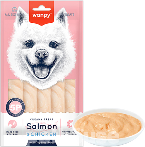 Wanpy Creamy Lickable Treat Salmon & Chicken Кремовое лакомство с лососем и курицей для собак