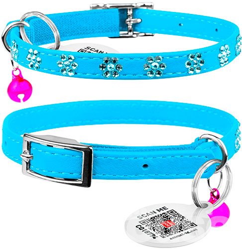 WauCat Glamour Нашийник зі стразами "Квітка" для котів