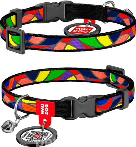 WauCat Nylon Нашийник "Вітраж" з QR-паспортом для котів