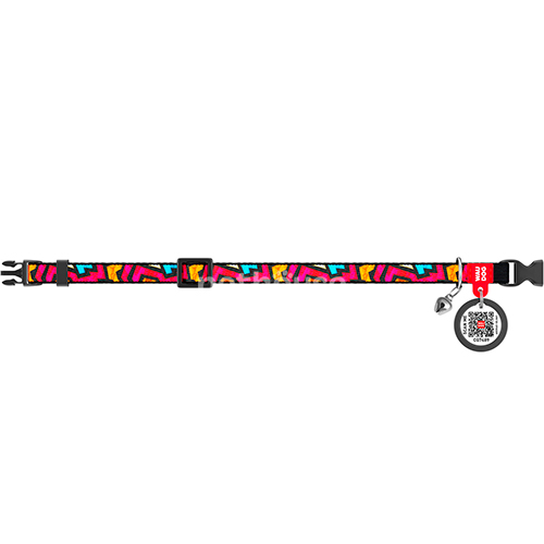 WauCat Nylon Нашийник "Граффіті" с QR-паспортом для котів