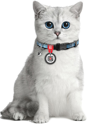 WauCat Nylon Нашийник "Етно" з QR-паспортом для котів, синій