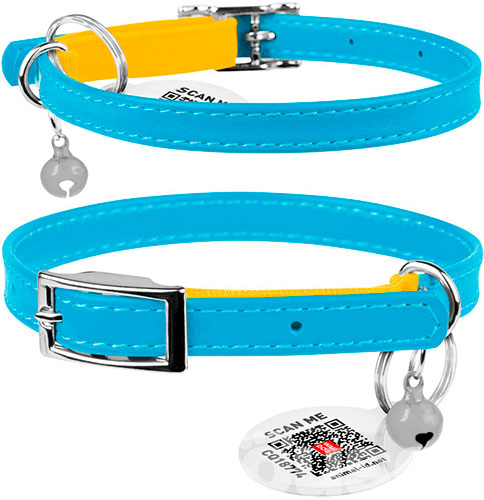 WauCat Glamour Нашийник "Colors of freedom" із QR-паспортом для котів, шкіра