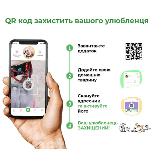 WauCat Re-cotton Шлея із відновленої бавовни з QR-паспортом для котів і собак, синя