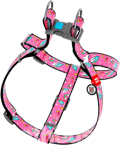 WauDog Шлея з принтом "Єдинороги" для собак, нейлон WauDog Шлея з принтом "Єдинороги" для собак, нейлон