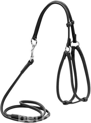 WauDog Шлея кругла з повідцем для собак малих порід, чорна