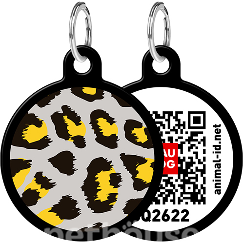 WauDog Адресник Smart ID с QR-паспортом "Леопард", чорний