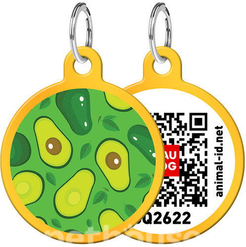 WauDog Адресник Smart ID с QR-паспортом "Авокадо", золотий