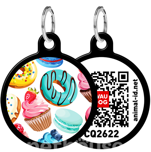 WauDog Адресник Smart ID с QR-паспортом "Пончик", чорний