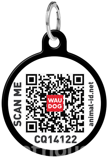 WauDog Адресник Smart ID с QR-паспортом "Пончик", чорний