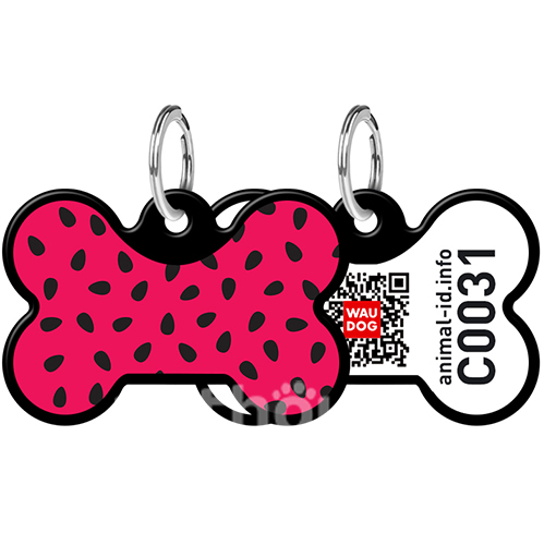 WauDog Адресник Smart ID с QR-паспортом "Кавун", кісточка чорна WauDog Адресник Smart ID с QR-паспортом "Кавун", кісточка чорна