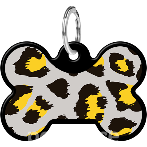 WauDog Адресник Smart ID с QR-паспортом "Леопард", кісточка чорна