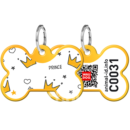 WauDog Адресник Smart ID с QR-паспортом "Корони", кісточка золота WauDog Адресник Smart ID с QR-паспортом "Корони", кісточка золота