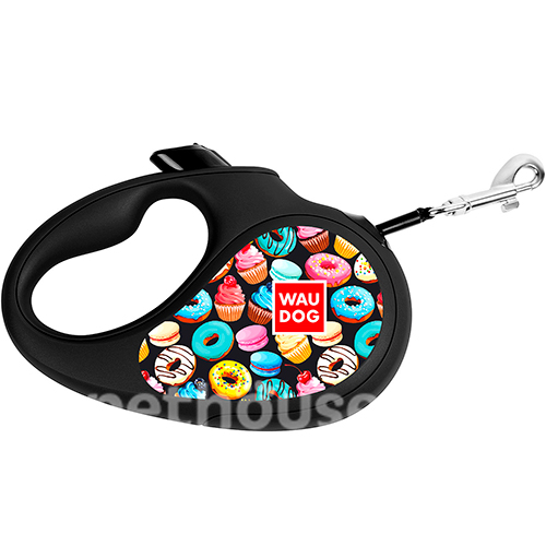 WauDog Поводок-рулетка "Пончики" для собак, лента, 3 м