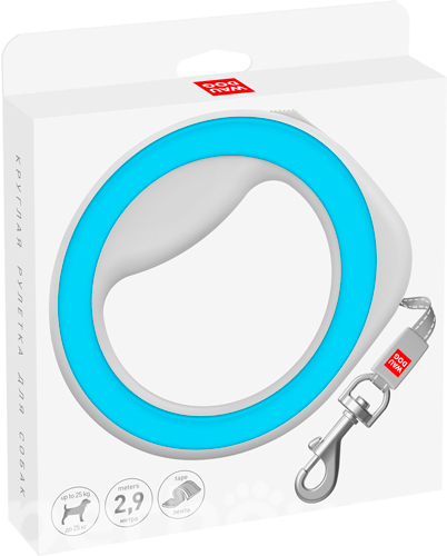 WauDog Поводок-рулетка круглая для собак весом до 40 кг, лента, 2,9 м