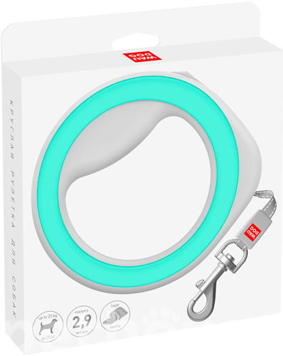 WauDog Поводок-рулетка круглая для собак весом до 40 кг, лента, 2,9 м