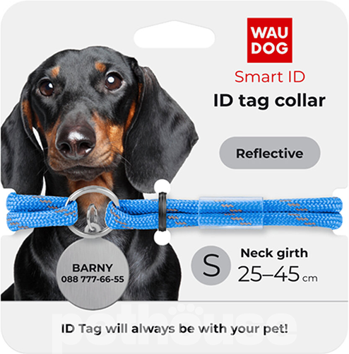 WauDog Smart ID Шнурок із паракорду для адресника, світловідбивний, синій