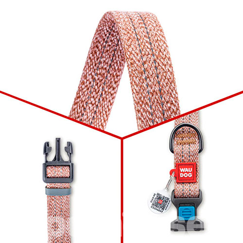 WauDog Re-cotton Нашийник із відновленої бавовни з QR-паспортом, коричневий