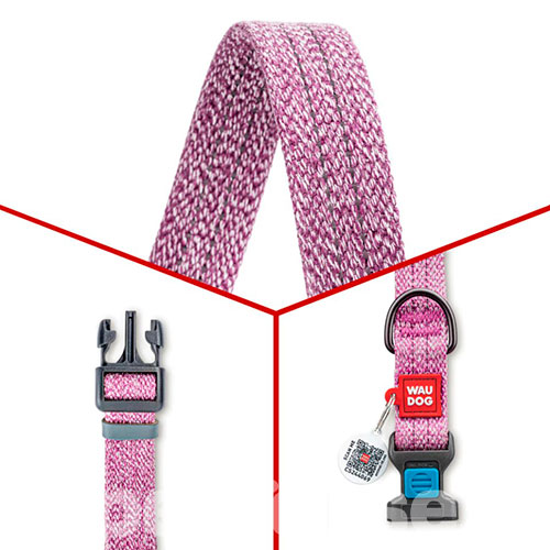 WauDog Re-cotton Нашийник із відновленої бавовни з QR-паспортом, фіолетовий