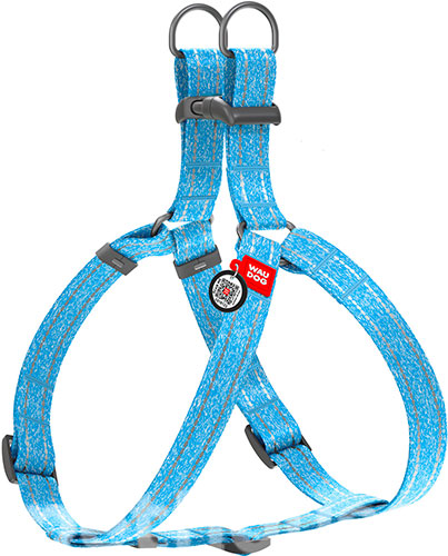 WauDog Re-cotton Шлея із відновленої бавовни з QR-паспортом, блакитна