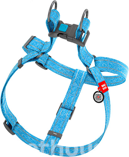WauDog Re-cotton Шлея із відновленої бавовни з QR-паспортом, блакитна