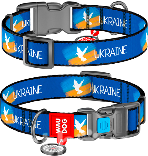 WauDog Nylon Нейлоновий нашийник із принтом "Прапор" для собак WauDog Nylon Нейлоновий нашийник із принтом "Прапор" для собак