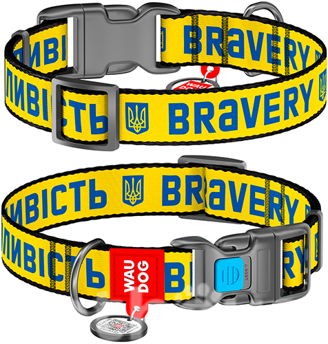 WauDog Nylon Нейлоновий нашийник із принтом "Сміливість" для собак WauDog Nylon Нейлоновий нашийник із принтом "Сміливість" для собак