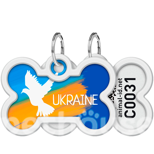 WauDog Адресник Smart ID із QR-паспортом "Прапор", кісточка