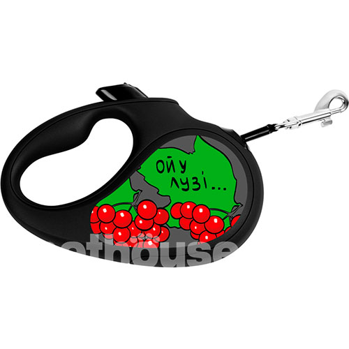 WauDog R-leash Поводок-рулетка с принтом "Калина" для собак, лента, 3 м