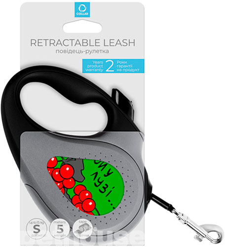 WauDog R-leash Поводок-рулетка с принтом "Калина" для собак, лента, 5 м