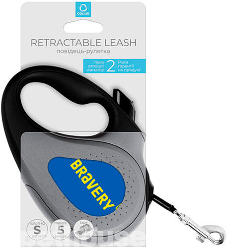 WauDog R-leash Поводок-рулетка с принтом "Смелость" для собак, лента, 5 м