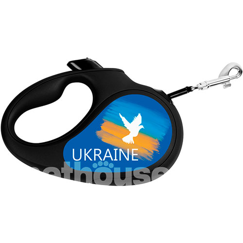 WauDog R-leash Поводок-рулетка с принтом "Флаг" для собак, лента, 5 м